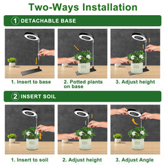 Installation of Aokrean Halo Grow Light in a flower pot