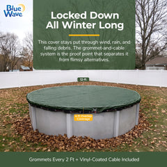 Installation of Blue Wave 12-ft Round Pool Winter Cover with cable