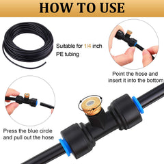Installation of Hotop misting nozzle in a garden setting