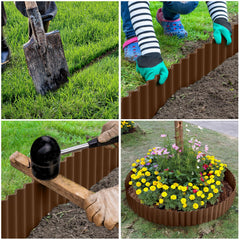 Installation of LAVEVE Corrugated Metal Garden Edging in a garden bed