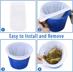 Installation of WISHDIAM skimmer sock over a skimmer basket