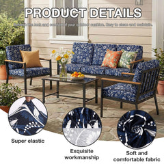 Installation view of hyha cushion covers on outdoor sofa