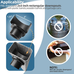 Installation view of XCWT Rain Barrel Diverter in downspout
