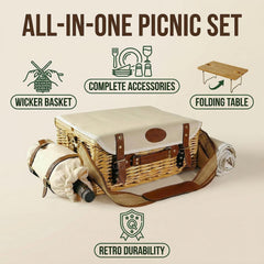 Insulated food compartment in the wicker picnic basket