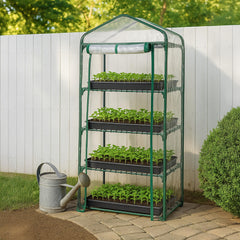 Interior view of Miracle-Gro 4-Tier Greenhouse with plants
