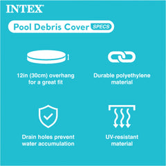 Intex 13-foot Pool Cover blue model with tie-down ropes