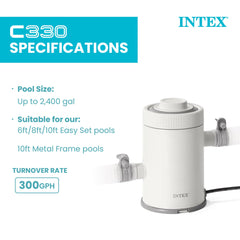 Intex C330 Cartridge Filter Pump with included filter cartridge