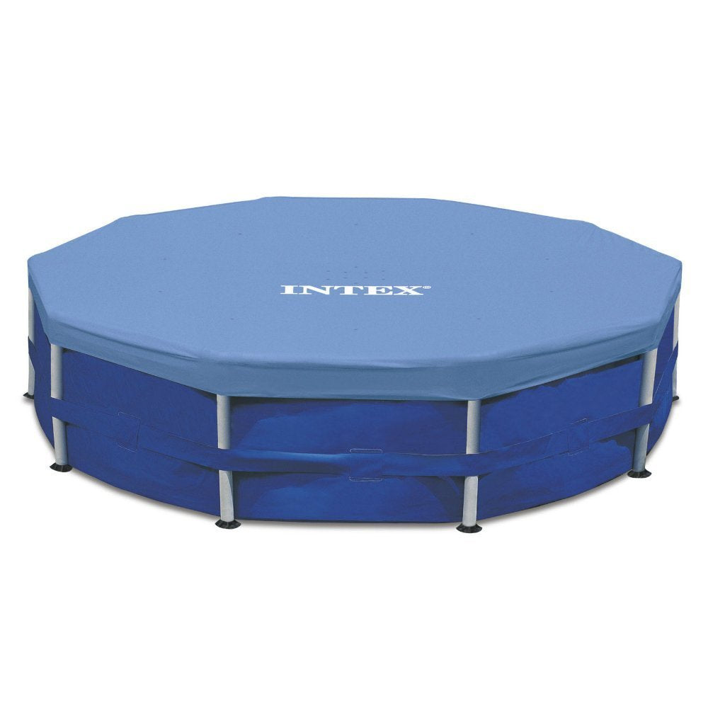 Intex Pool Cover for 15ft Round Pools, Gray front view
