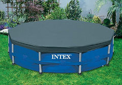 Intex Pool Cover installation with rope on a metal frame