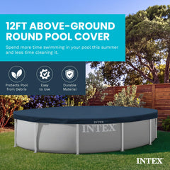 Intex Pool Cover installation with rope on a metal frame