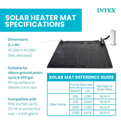 Intex Solar Pool Heater Mat in use on an above-ground pool