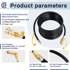 Iococee propane hose showing 1/4 shutoff valve and brass fittings