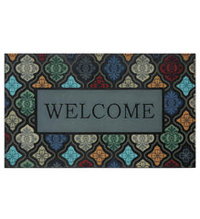 iouwy Door Mat front view showing colourful flower design