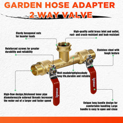 IPOW Garden Hose Splitter with shutoff valves and orange colour