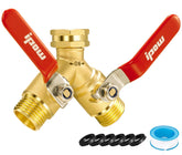 IPOW Garden Hose Y Valve Splitter front view with long handle
