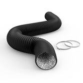 iPower Flexible 4 Inch 8 Feet Aluminum Ducting, Black, front view