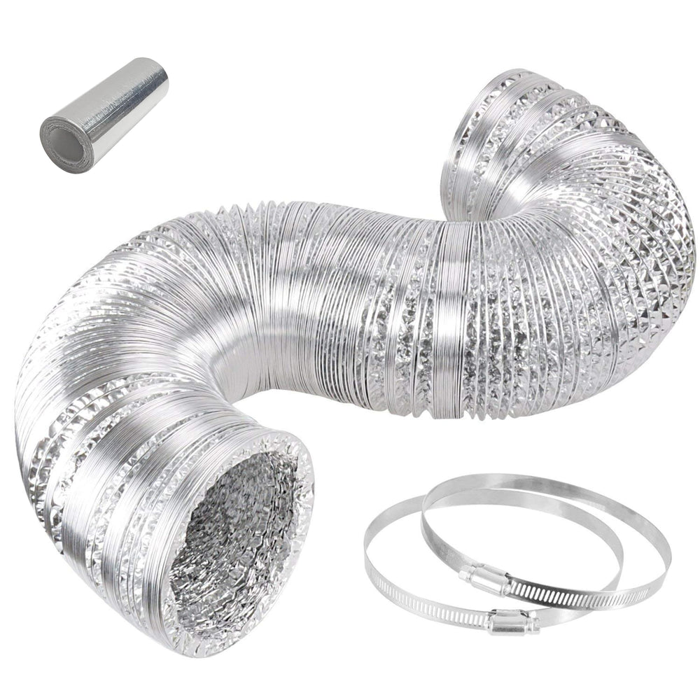 iPower Flexible 4 Inch 8 Feet Aluminum Ducting front view