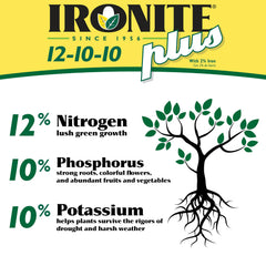 Ironite Plus 3 lb bag on a garden table