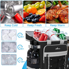 ITHWIU Cooler Backpack open with drinks inside