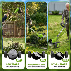 iToolMax weed wacker in use on a lawn