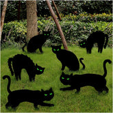 Ivenf Halloween Black Cat Yard Sign with Glow in Dark Eyes