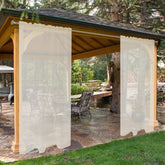 Ivory SpaceDresser waterproof outdoor sheer curtain front view