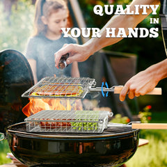 Ivtivfu grill basket set displayed with grilled vegetables