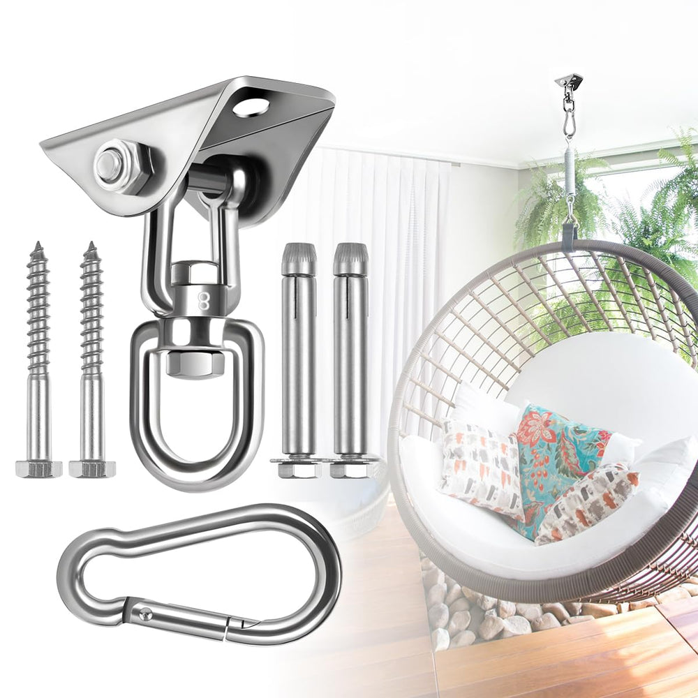 JACNITAD Hammock Hanging Kit front view with stainless steel finish