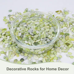 Jade pebbles alongside bamboo plants
