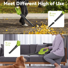JAGROM leaf blower in action clearing leaves from patio