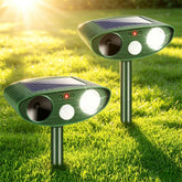 JahyElec 2 Pack Solar Ultrasonic Animal Repellent Devices front view