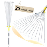 Jardineer Adjustable Rake with 64-inch handle and yellow and silver design