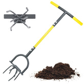 Jardineer Hand Tiller side view with curved handle and tines