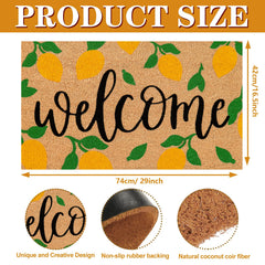 JarThenaAMCS Lemon Coir Door Mat side view showing thickness