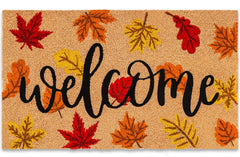 JarThenaAMCS Welcome Coir Door Mat with autumn leaves design