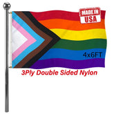 Jayus Progress Pride Rainbow Flag 4x6 FT front view
