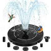 Jbobbju Solar Fountain front view with six interchangeable nozzles