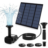 Jbobbju Solar Fountain Pump 1.8W front view with solar panel