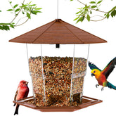 Jealoeur Hanging Bird Feeder front view, brown plastic