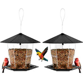 Jealoeur Outdoor Hanging Bird Feeder front view, black colour