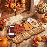 Jenaai Fall Outdoor Doormat with pumpkins and leaves design