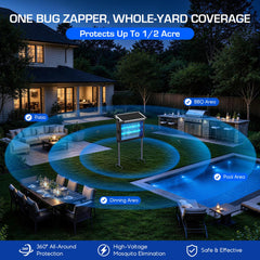 jepwe Solar Bug Zapper mounted in garden setting
