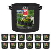 JERIA 12-Pack 10 Gallon Grow Bags, black fabric with handles