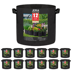 JERIA 12-Pack 3 Gallon Grow Bags clear fabric front view