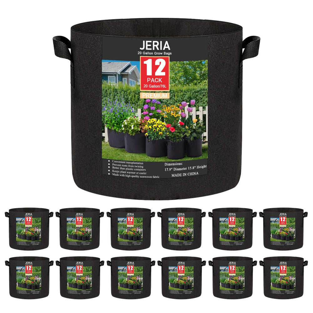 JERIA 20 Gallon Grow Bag front view with clear label