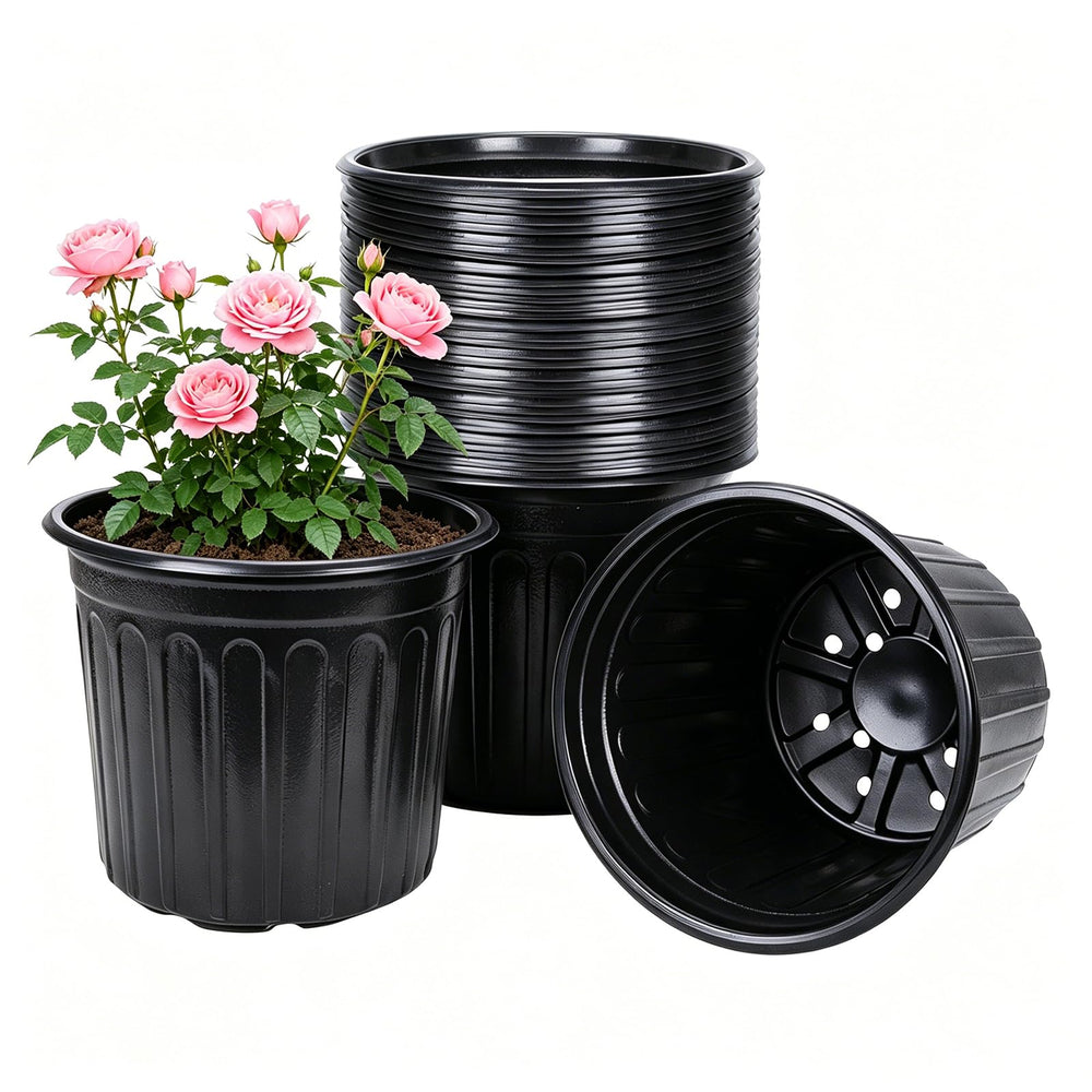 JERIA 30-Pack 3 Gallon Flexible Plant Nursery Pots, Black front view