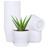 JERIA 4-inch plastic flower pot front view, white