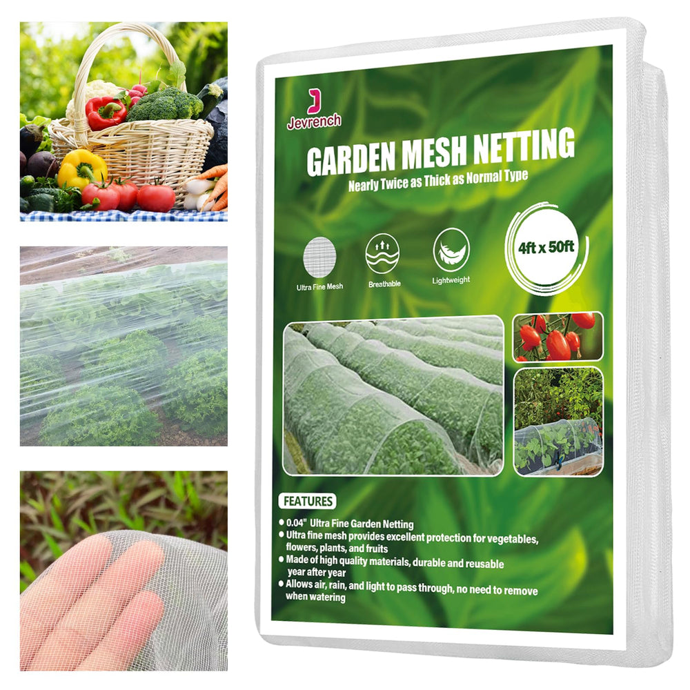 Jevrench 4 x 50 ft garden netting roll, white mesh