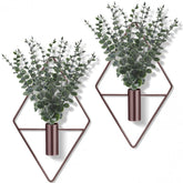 Jexine bronze hanging planter with artificial eucalyptus front view