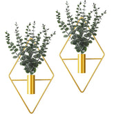 Jexine Hanging Artificial Planters set of 2 with gold eucalyptus